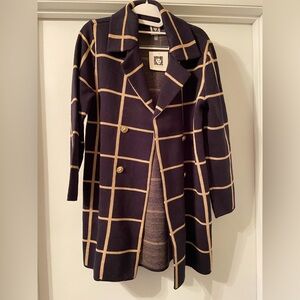 Anne Klein Navy and Tan Trench Coat